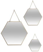 Závesné zrkadlo Hexagon, zlaté, sada 3ks