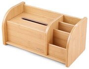 Kombinovaný drevený stojan na papierové vreckovky a písacie potreby svetlé drevo C2039