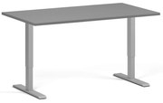 Výškovo nastaviteľný stôl, 140x80 cm, 2 motory, sivá podnož, grafit
