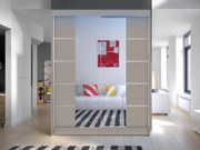Posuvná skriňa Belgia V, Farby: kašmír /kašmír + zrkadlo, Osvetlenie: osvetlenie LED RGB - farebné