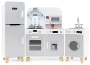 Hračka do kuchyne 3 v 1 s chladničkou a práčkou na hranie pre deti Sivá