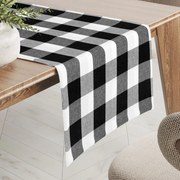 Biante Bavlnený behúň na stôl Olivia OL-004 Čierno-biela kocka veľká 20x120 cm