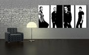 Ručne maľovaný POP Art obraz U2 in Black 4 dielny  U2