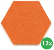 Akustický panel, samolepiace, šesťuholník, 30x26 cm, 12 ks, oranžová