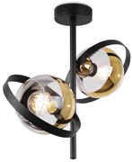 Stropné svietidlo Asturia Ring, 2x zlaté/transparentné sklenené tienidlo, B/G