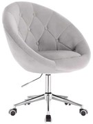 LuxuryForm DESIGN Kreslo VERA VELUR na striebornej podstave s kolieskami - svetlo šedé