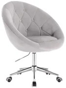 LuxuryForm DESIGN Kreslo VERA VELUR na striebornej podstave s kolieskami - svetlo šedé
