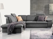 Rohová sedačka Aldon,dymovosivá štruktúrovaná látka, ľavý roh%