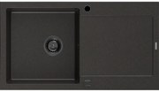 Mexen Leo granitový jednokomorový drez s odkvapkávačom 900 x 500 mm, Čierna/Zlatá metalíza, Sifón Čierna - 6501901010-75-B