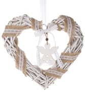Vianočné závesné srdce s anjelom, 30 x 30 cm, biela