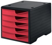 Triediaci box, 5 zásuviek, čierna/červená