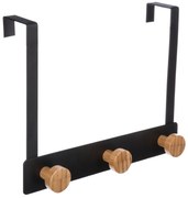 Držiak na uteráky Black Bamb 1, čierna/s drevenými prvkami
