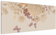 Obraz - Vintage kvety a motýle (120x50 cm)