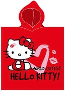 Dievčenské plážové pončo - osuška s kapucňou Hello Kitty - 100% bavlna - 55 x 110 cm - pre deti od 3 do 6 rokov