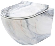 Rea Carlos, závesná WC misa Rimless 495x370x355 mm + toaletné sedadlo z duroplastu, imitácia kameňa Granit matný, REA-C8003