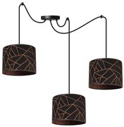 Závesné svietidlo Werona Spider, 3x čierne textilné tienidlo so vzorom, c