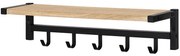 Nástenný vešiak s policou a háčikmi Gc6195 čierny/dub sonoma