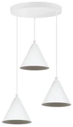 Závesné svietidlo Soho, 3x biele kovové tienidlo, (fi 14cm), o