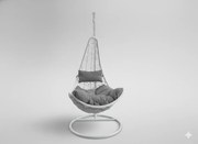 Garden Line BIELA ZÁVESNÁ STOLIČKA, VANKÚŠ – TMAVOSIVÁ, RÁM – BIELY, POLOVICA