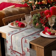 VIANOČNÝ GOBELÍNOVÝ BEHÚŇ NA STÔL BOW 40X100 CM VZOROVANÁ