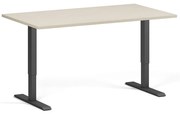 Výškovo nastaviteľný stôl, 140x80 cm, 2 motory, čierna podnož, breza