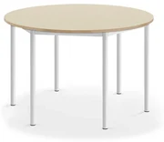 Stôl BORÅS, kruh, Ø1200x720 mm, laminát - breza, biela