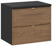 Závěsná skříňka pod umyvadlo Talia Casella s deskou 60 cm černý mat/dub casella