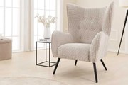 Retro kreslo Tilburg s podrúčkami greige bouclé
