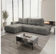Rozkladacia rohová čalúnená sedacia súprava s úložným priestorom v tvare L ALMADA ľavá sivá
