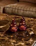 SIRIUS LED svetelný stromček, sklenený, sada 2 ks, bordová farba, 9 cm