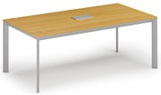 Rokovací stôl PRIMO INVITATION, 200x100 cm, buk + stolná zásuvka TYP I, strieborná