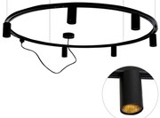 Moderný závesný koľajnicový systém s 6 čiernymi bodovými svetlami 1-fázový GU10 50 mm - Iconic Ruby Honey