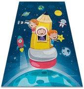 Detský koberec protišmykový BAMBINO 42810 Raketa, modrý / hnedý
