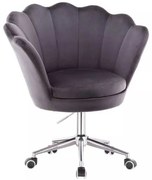 LuxuryForm DESIGN Kreslo FREY VELUR na striebornej podstave s kolieskami - tmavo šedé