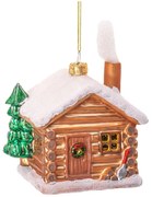 Sklenená ručne vyrobená vianočná ozdoba 10 cm Christmas Cabin – Sass &amp; Belle