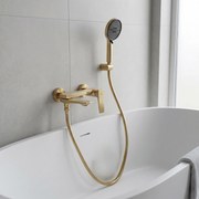 Rea Prime, nástenná vaňová batéria s ručnou sprchovou súpravou, zlatá matná, REA-B6732