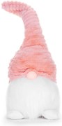 Postavička MagicHome Vianoce, Škriatok s krátkymi nohami, látkový, ružovo-biely, 20 x 19 x 58 cm