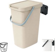 Prosperplast Závesný odpadkový kôš s vekom SYSTEMA Q, 12 l, 26 x 20 x 37,5 cm béžová
