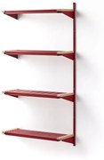 Regál na topánky JEPPE so 4 policami, prídavná sekcia, 1790x900x310 mm, červená/breza