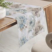 Biante Dekoračný behúň na stôl PML-052 Tyrkysové kvety s orientálnymi kruhmi 20x120 cm