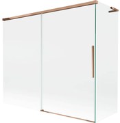 Mexen Rox, L posuvná 2-krídlová vaňová zástena 180 + 80 x 150 cm, 8mm číre sklo, ružové zlato profil, 8C9L-180-080-60-00