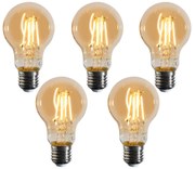 Sada 5 stmievateľných LED žiaroviek E27 A60 zlatá 4W 420 lm 2200K