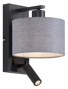 Moderná nástenná lampa čierna so sivou guľatou a lampou na čítanie - Puglia