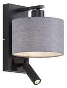 Moderná nástenná lampa čierna so sivou guľatou a lampou na čítanie - Puglia
