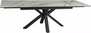 Rozkládací jídelní stůl Columbus Ceramic 160/240 cm bílý mramor/černý mat
