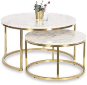 Set 2 konferenčných stolíkov Oponia Max (mramor + zlatá) . Akcia -16%. Vlastná spoľahlivá doprava až k Vám domov. 1119280