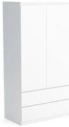 Šatní skriňa 90cm so 2 zásuvkami a vešiakom LUNE Biela