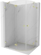 Mexen Lunar, polkruhový sprchový kút naklápací doľava 100 x 80 cm, 8mm číre sklo, zlatý matný profil, 833-100L-080P-55-00