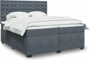 vidaXL Posteľný rám boxspring s matracom tmavosivý 200x200 cm zamat