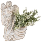 Biely antik kvetináč so sochou anjela Angelio Baroque - 22*13*30 cm